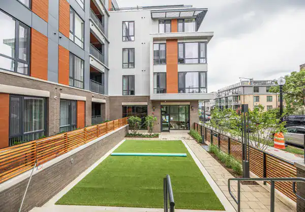 Park Morton exterior with landscaped courtyard and outdoor amenities.